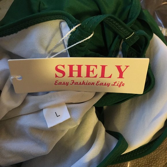 SHELY One Piece Deep V-Neck Ruffled Back Crossover Swimsuit NEW WITH TAG! - Picture 10 of 12